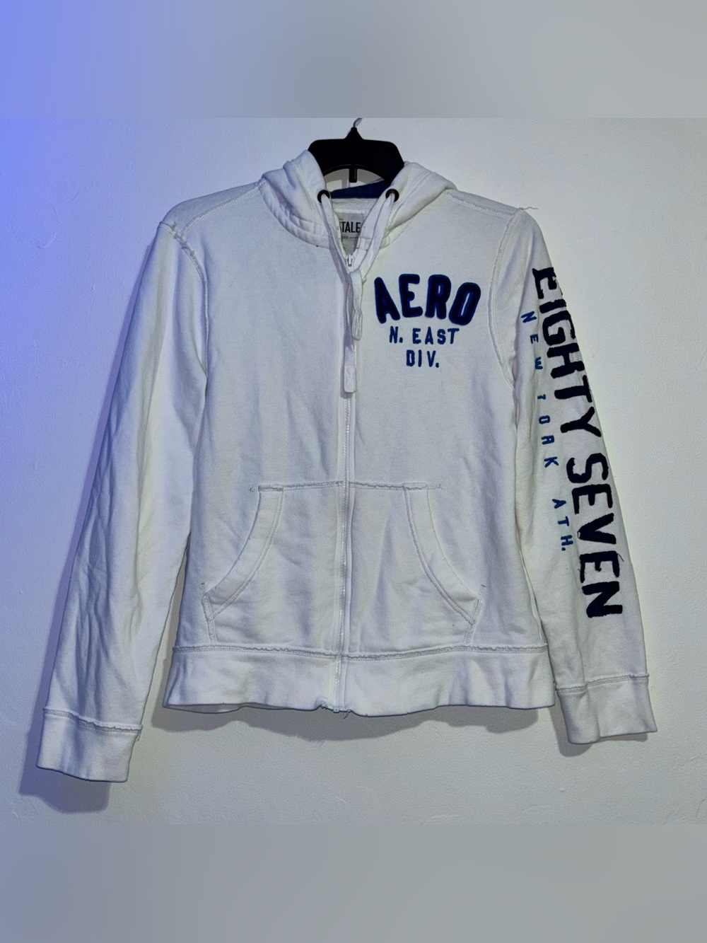 Aeropostale White Full Zip Hoodie Men’s Medium